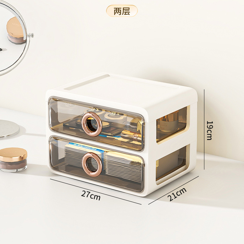 Caja de almacenamiento de cosméticos a prueba de polvo de escritorio transparente tocador de gran capacidad de cuidado de la piel de alto grado de almacenamiento rack de acrílico caja