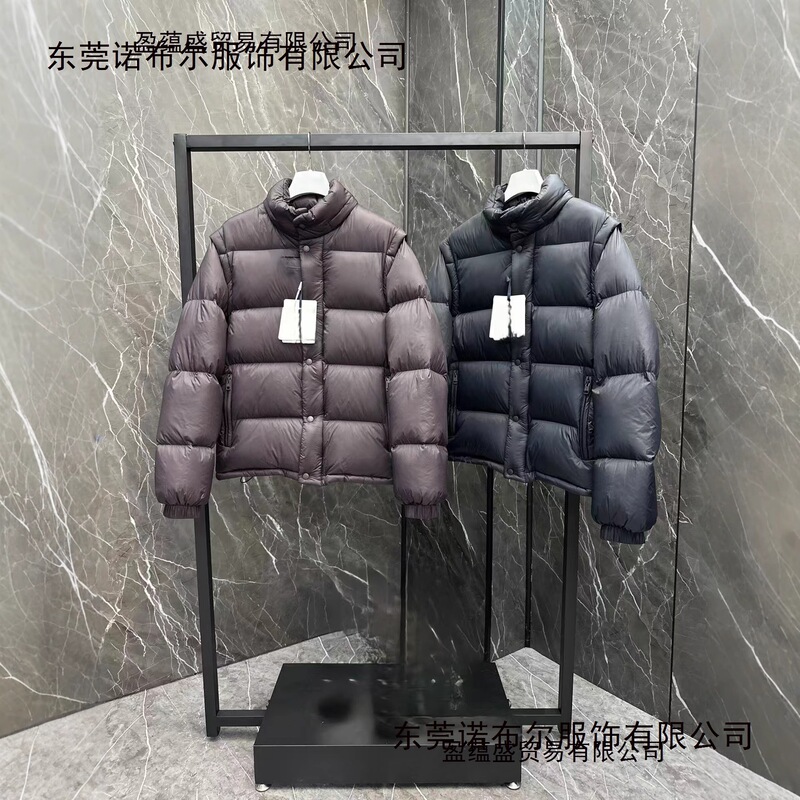 Cycling Moncler down Jacket with Large Logo, Detachable Sleeves, Winter Style for Men and Women, Convertible to a Vest