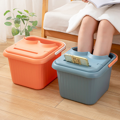 Plastic foot bath bucket enlarged and thickened household foot bath bucket portable deepened massage foot bath basin gift logo basin wholesale