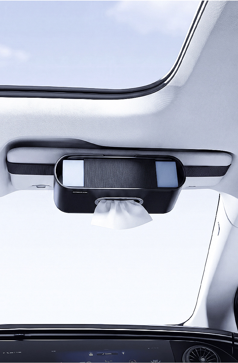 Car sun visor tissue box with multifunctional strap, high-quality leather car tissue box, cross-border best-selling car interior accessory