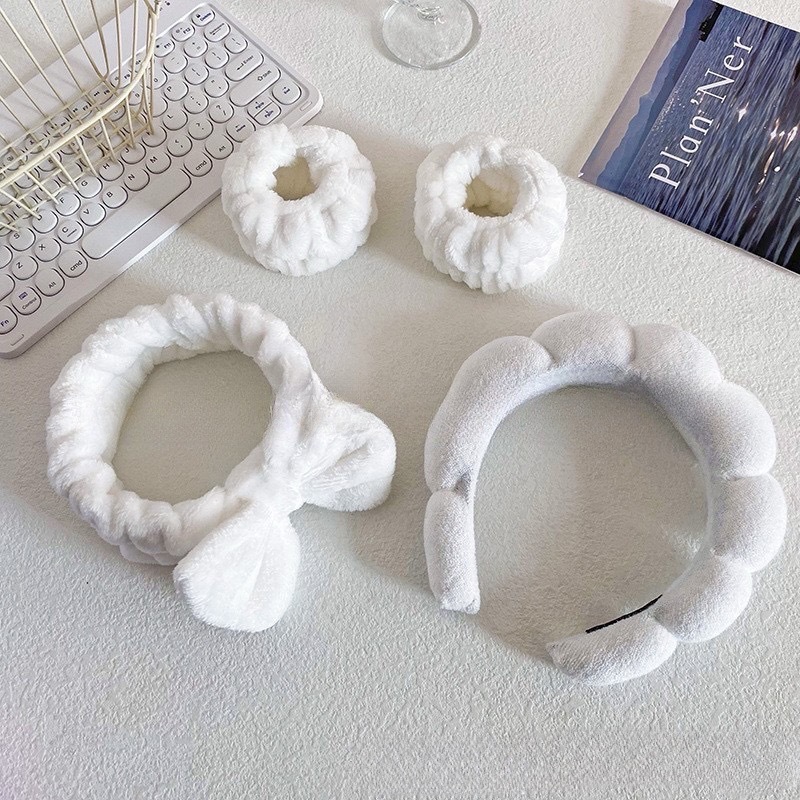 기계바느질 트위스트 머리띠 4종세트-화이트(22*19*4cm 116g)