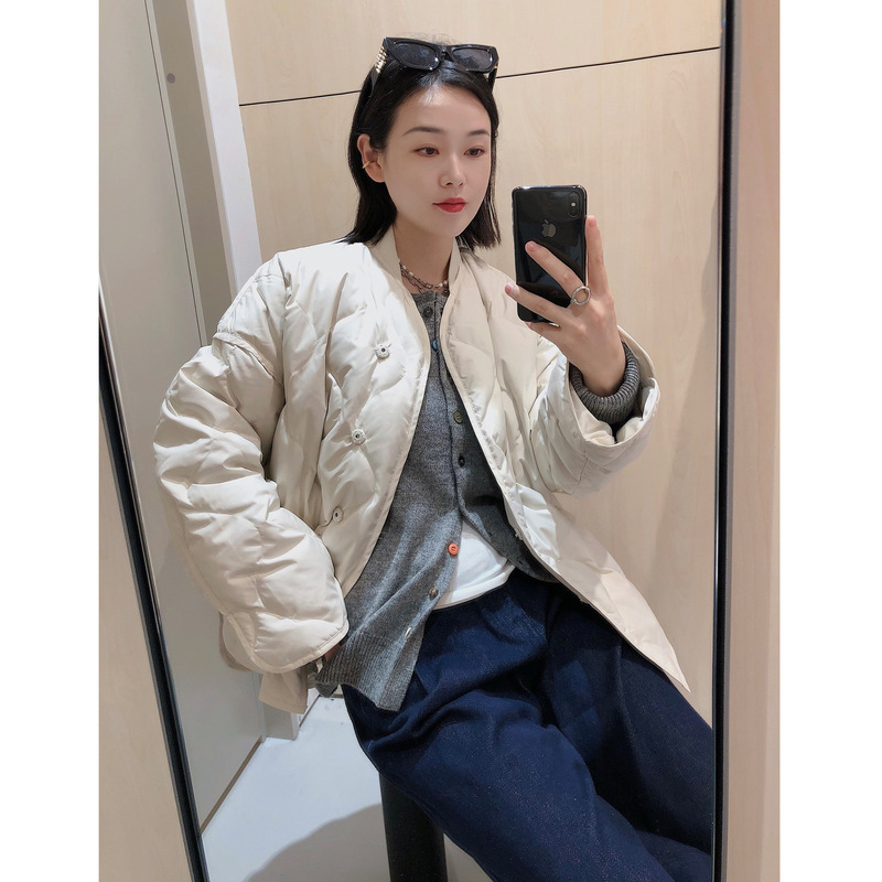 Cosyjiid Homemade 25 Autumn New Product Versatile Slimming Look Loose Version Rhombus Texture Quilted down Jacket