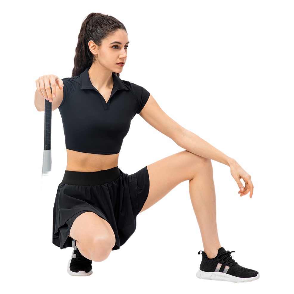 Spring and Summer New Yoga Sports Skirt Loose Breathable Running Skirt Pants Anti-Exposure Fake Two-Piece Fitness Skirt 2243