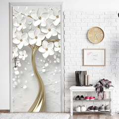 Shangyi 3D Gold Engraving Entry Door Wardrobe Decor Wall Sticker Self-Adhesive Bathroom Door Renovation Manufacturer Wholesale Door Sticker Paper