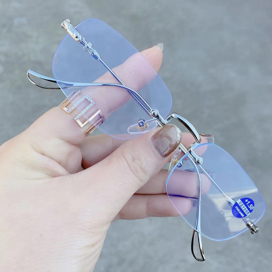 Nuevas gafas de lectura sin marco hombres de mediana edad y ancianos de alta definición anti-azul luz gafas de lectura mujeres en línea rojo mismo estilo gafas de lectura 3303