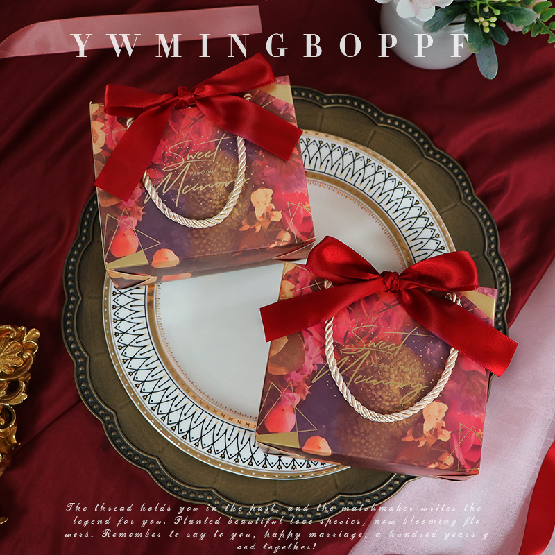 Wedding Candy Box Chinese Style Portable Wedding Candy Packaging Gift Box Wedding Return Gift Candy Bag Engagement Candy Box