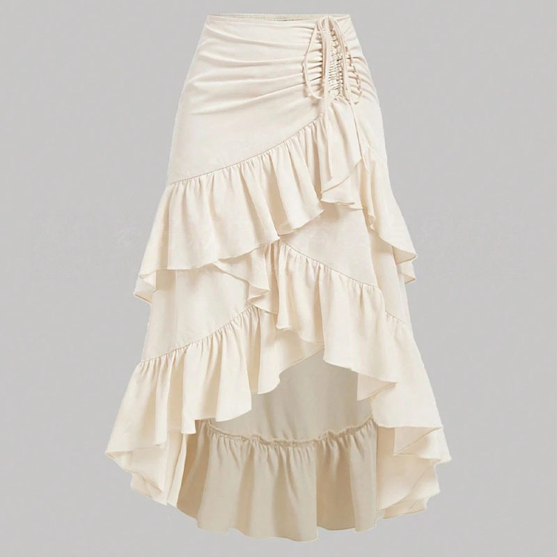 European and American Women's Clothing 2025 New Summer Style Sweet and Fresh High-Waist Splicing Slimming Look Ruffled Hem Skirt