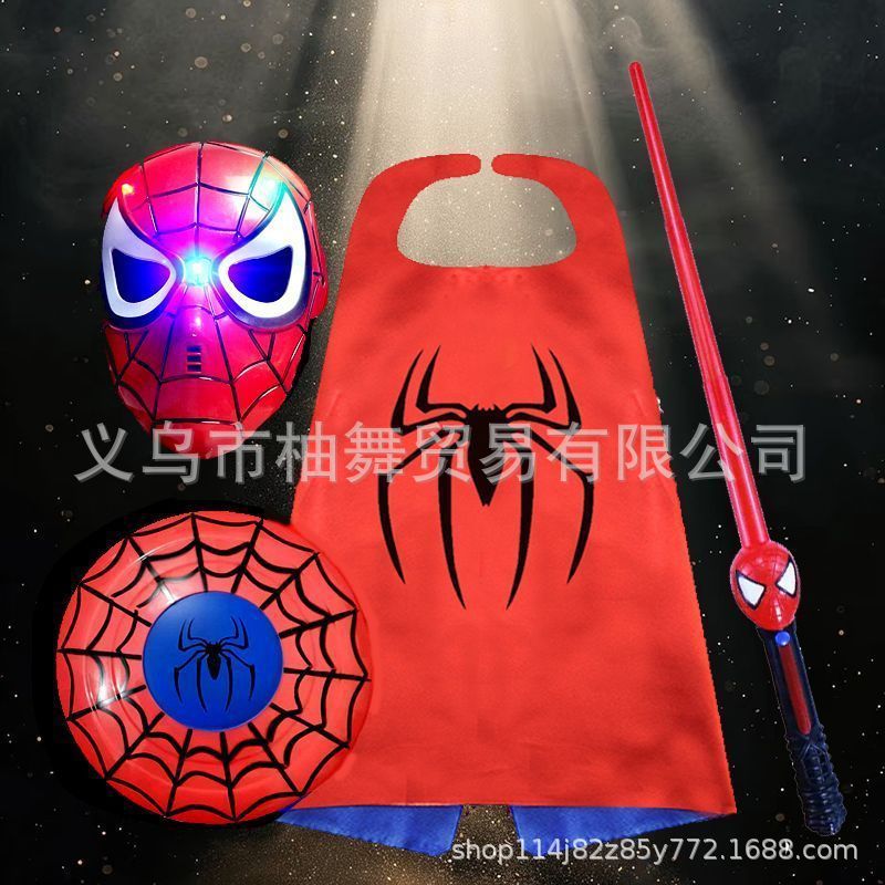 Spider-Man Guante Lanzador Spider-Man Regalo de cumpleaños Juguetes para niños Sonic Lightsaber Armas Escudo Set Capa