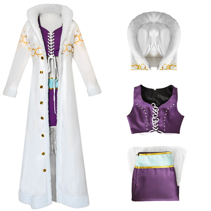 One Piece Robin Cosplay Outfit Fur Collar Jacket One Piece Nico Robin Cosplay Costume Halloween