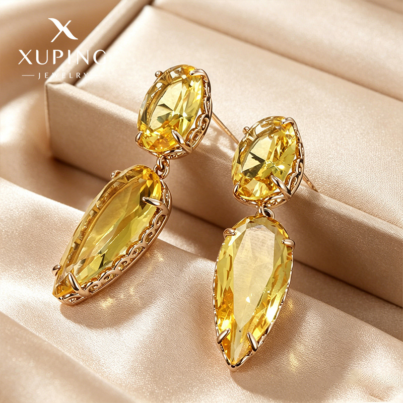 Joyería de Xuking colorido tesoro serie simple geométrico joya artificial pendientes en forma de gota pendientes femeninos de moda europea y americana femenina