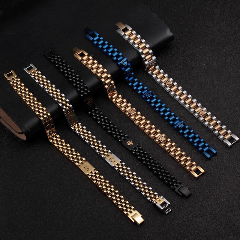 10mm Foreign Trade Labor Model Three-Piece Crown Stainless Steel Men's Car Bracelet Watch Chain