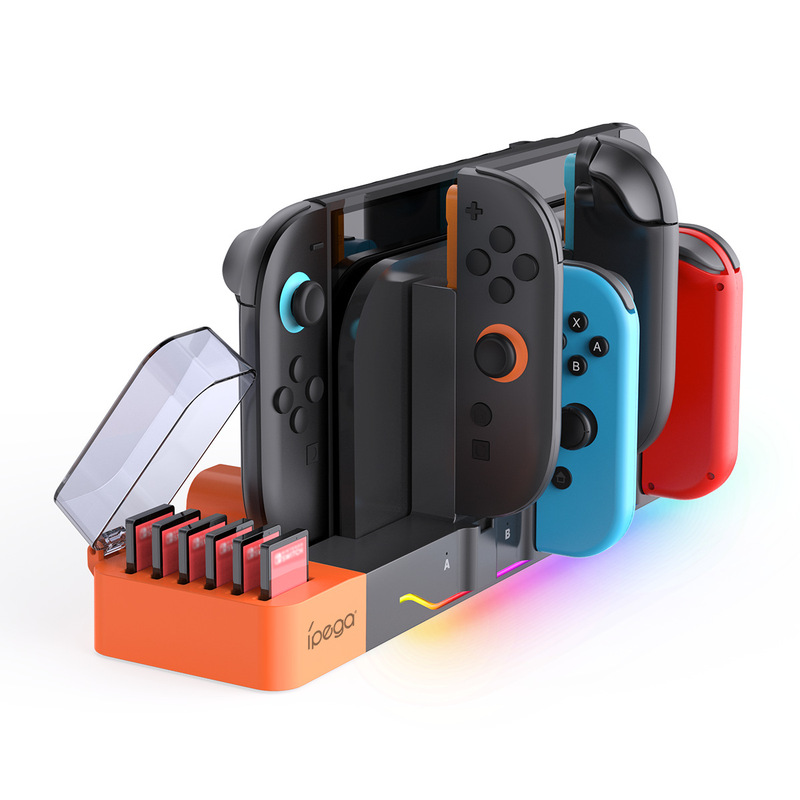 Suitable for Switch 2 Console Controller Charging Stand, Multifunctional Charging Dock, 8-in-1 Charging Stand with Rgb Lighting