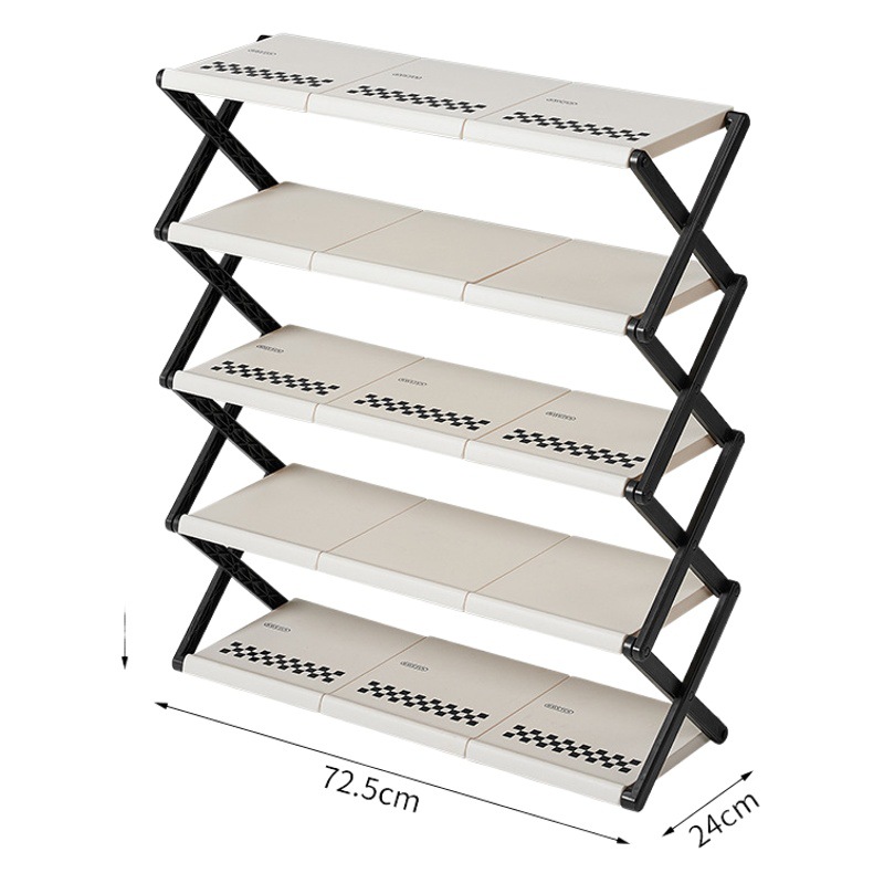 Cream style folding shoe rack household multi-layer simple storage rack door dormitory space-saving portable small shoe cabinet
