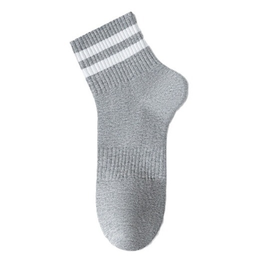 Calcetines deportivos de algodón gris para damas que absorben el sudor, calcetines transpirables, primavera y otoño, anti-balling, dos barras, calcetines a rayas para mujeres