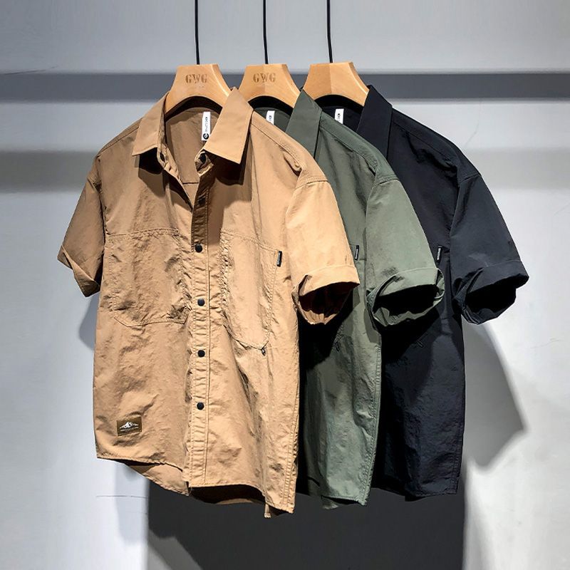 Shanli Dadi New Retro Workwear Short-sleeved Shirt Men's Summer Fashionable Brand Loose Functional Style Shirt Jacket
