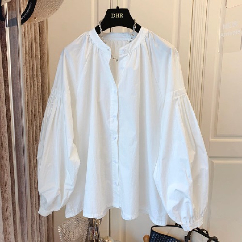 Spring Autumn Nw Womn's Clothing Rtro Frnch Styl Ruchd Puff Slv Loos Shirt Top For Womn Chic And Uniqu_ecoleips.com