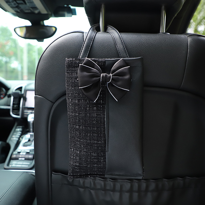 Car Tissue Box Light Luxury Fragrance Seat Back-Mounted Tissue Bag Fashion Goddess Car Tissue Storage Box