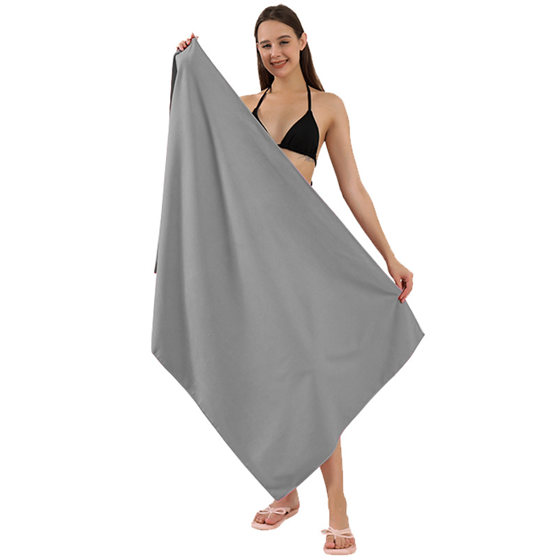 Transfronterizo de fibra ultrafina de lana de doble cara 10A / 7A antibacteriano natación fitness arena portátil absorción de agua toalla de playa seca rápida