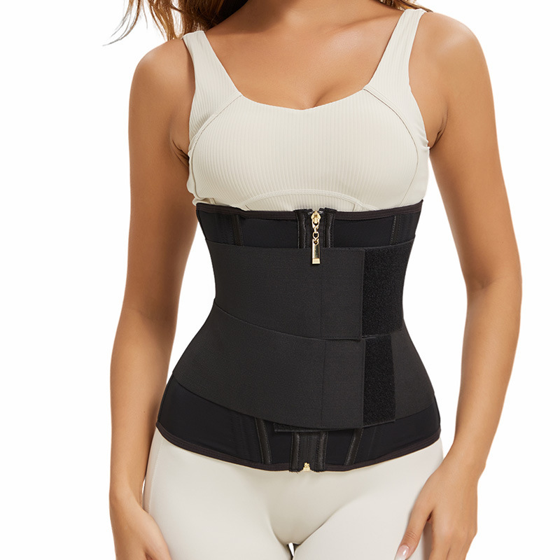 Nuevo movimiento transfronterizo de Europa y Estados Unidos cinturón de cinturón de cremallera doble velcro dorado cremallera cinturón de abdomen