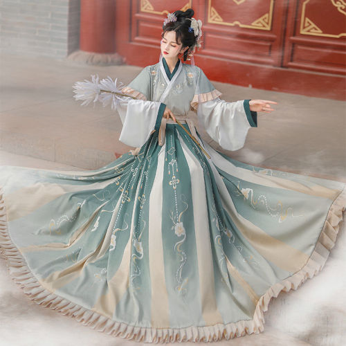 Adult female hanfu 2022 new Chinese wind system of the jin waist pay led to improve daily can wear hanfu dust full set