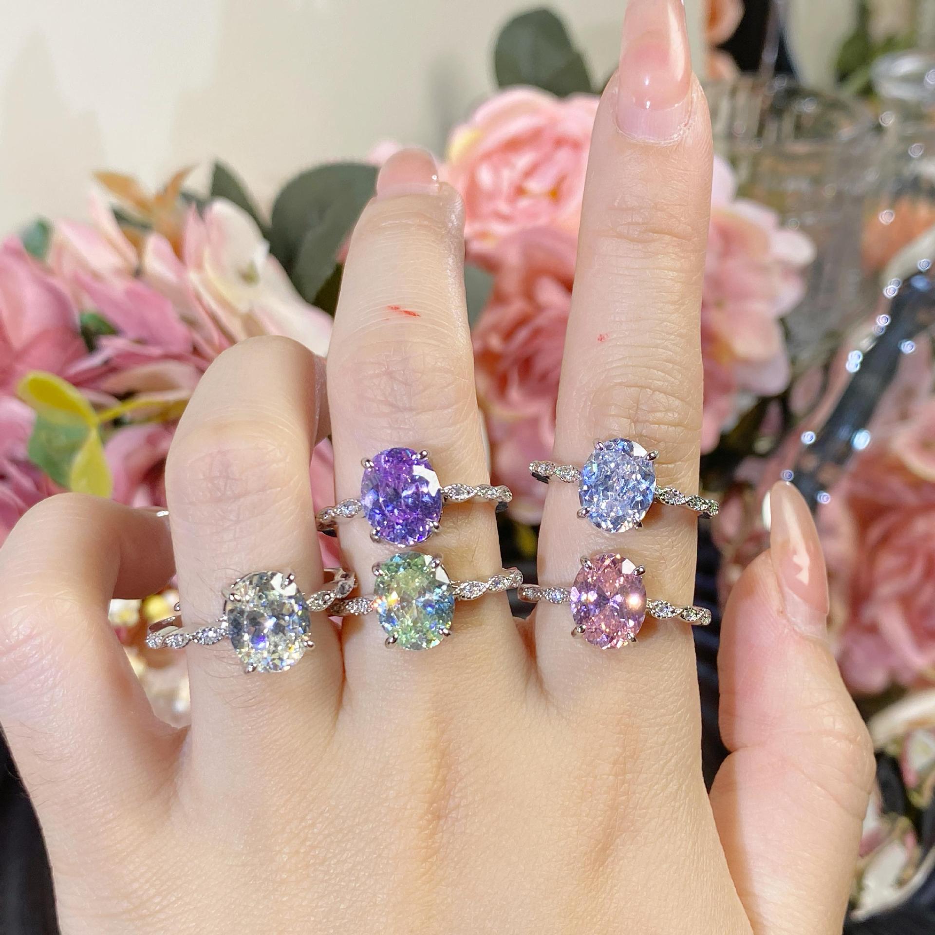 Women's Gemstone Ring With High Carbon Diamond Luxury Design_voghion.com