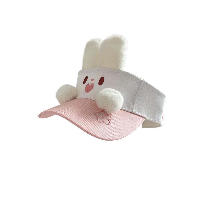 Sweet and Cute 3D Ears, Puppy Bunny, Summer Empty Top Children's Vacation Sunscreen Sun Hat, Sunshade Hat_voghion.com