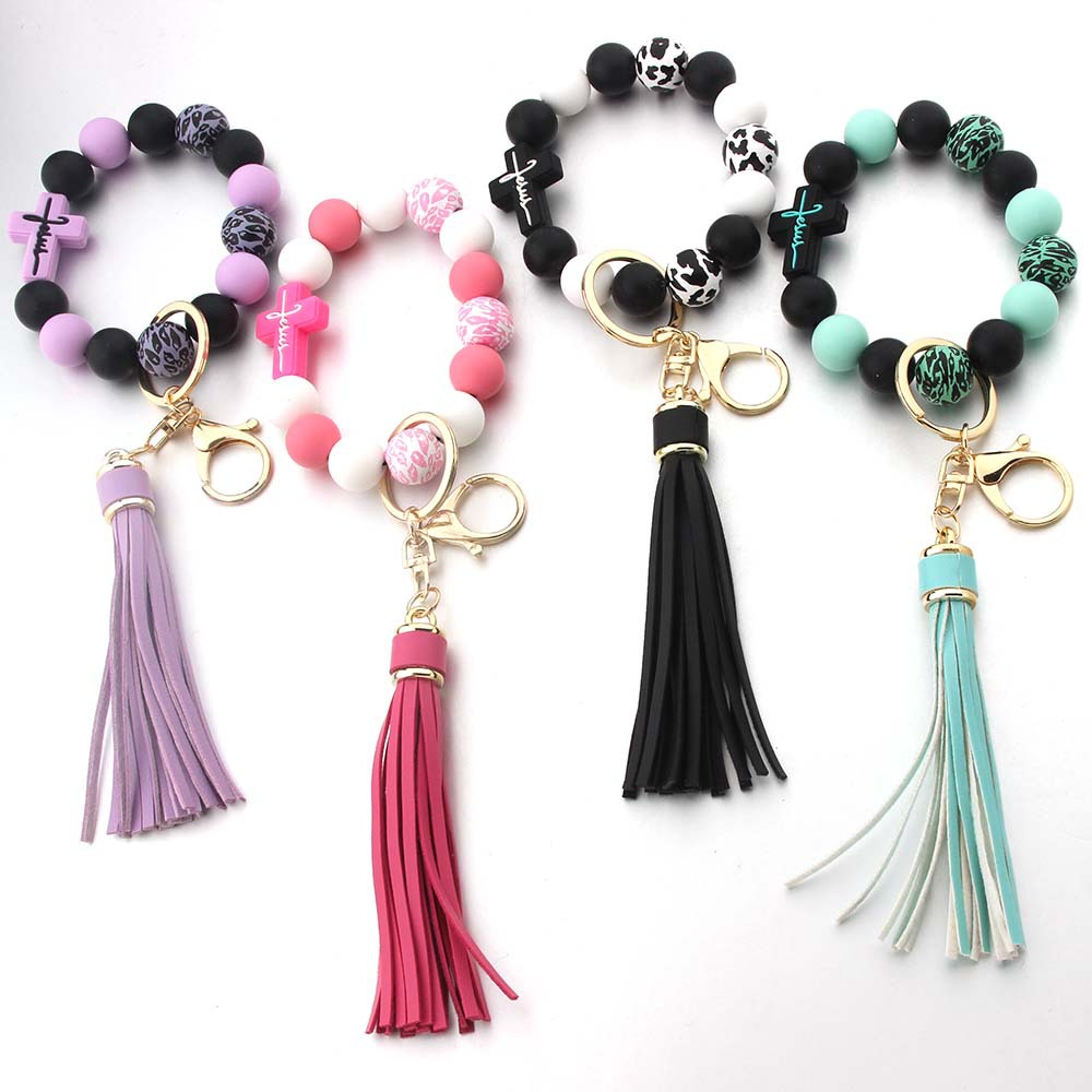 Unisex Gender Tassel Design Simple Style Ball Silica Gel Tassel Unisex Keychain