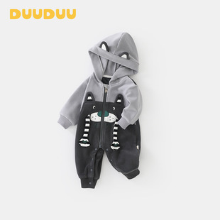 Clearance gray cat autumn and winter baby jumpsuit warm class a khaka climbing clothes newborn baby clothes