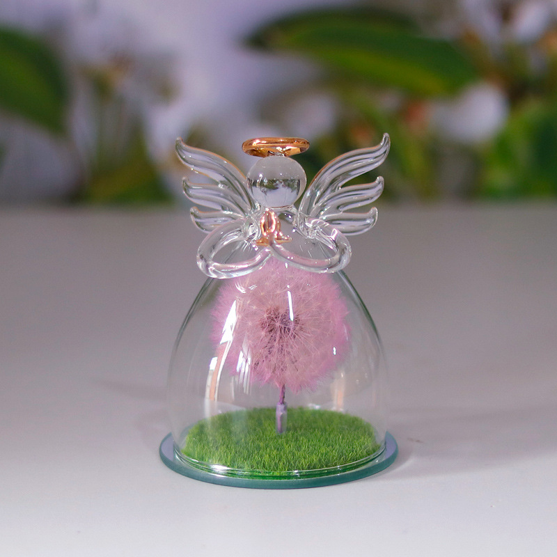 Comercio electrónico transfronterizo cubierta de vidrio flor eterna angelito rosa eterna Navidad regalo del día de San Valentín cubierta de vidrio decoración
