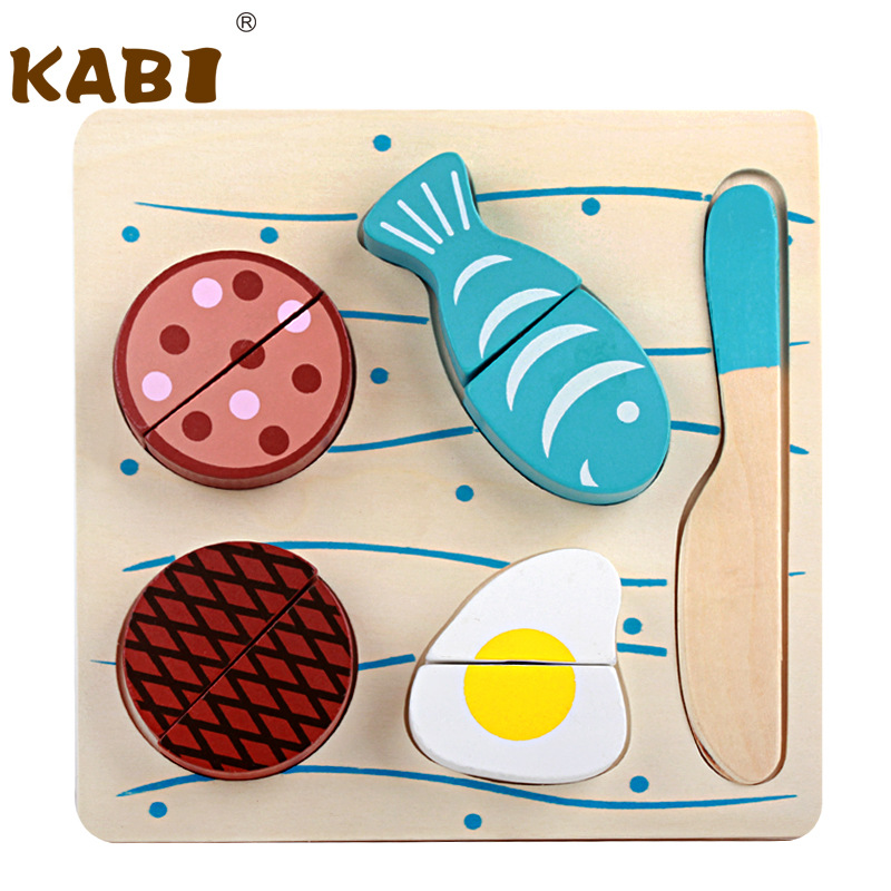 Nuevos productos de madera plana verduras, frutas y verduras cortadas Le Velcro simulación de cocina familiar juguetes para niños, niñas y niños