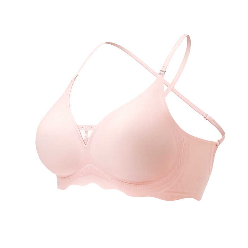 GD16 ropa interior de apoyo suave de espalda para mujeres sin marcas sin anillo de acero sujetador se reúne para evitar la caída de soporte superior sujetador de copa fija