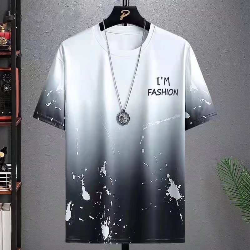 Camisa de manga corta pantalones cortos traje de estilo coreano más tamaño moda de tinta de moda pintura estilo nacional personalizado Comercio exterior Suministro Superior
