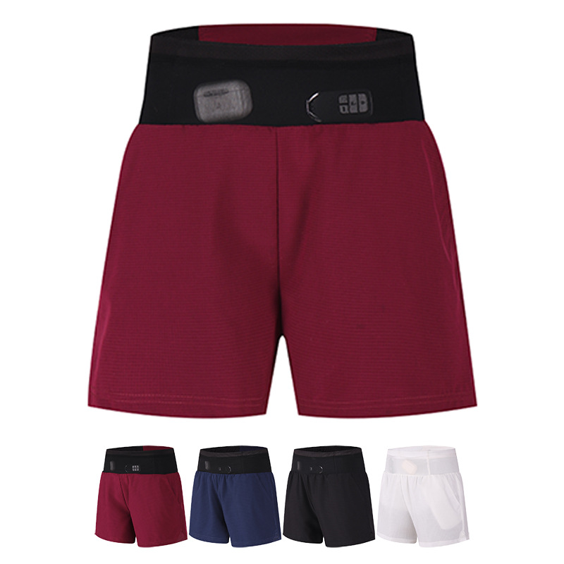 Outdoor Sports Pants Printed Logo Men's Waist Bag Marathon Running Shorts Mobile Phone Flap Pocket Pants Fitness Quick-Drying Pants