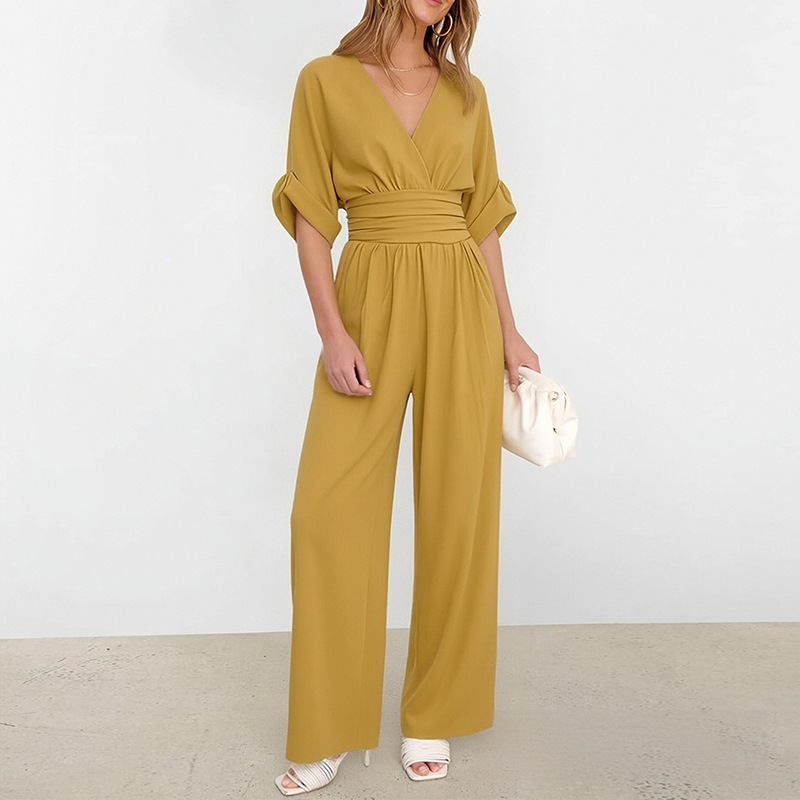 2026 primavera nueva moda europea y americana de comercio exterior de moda casual elegante de color sólido de cuello en v jatuanos doblados