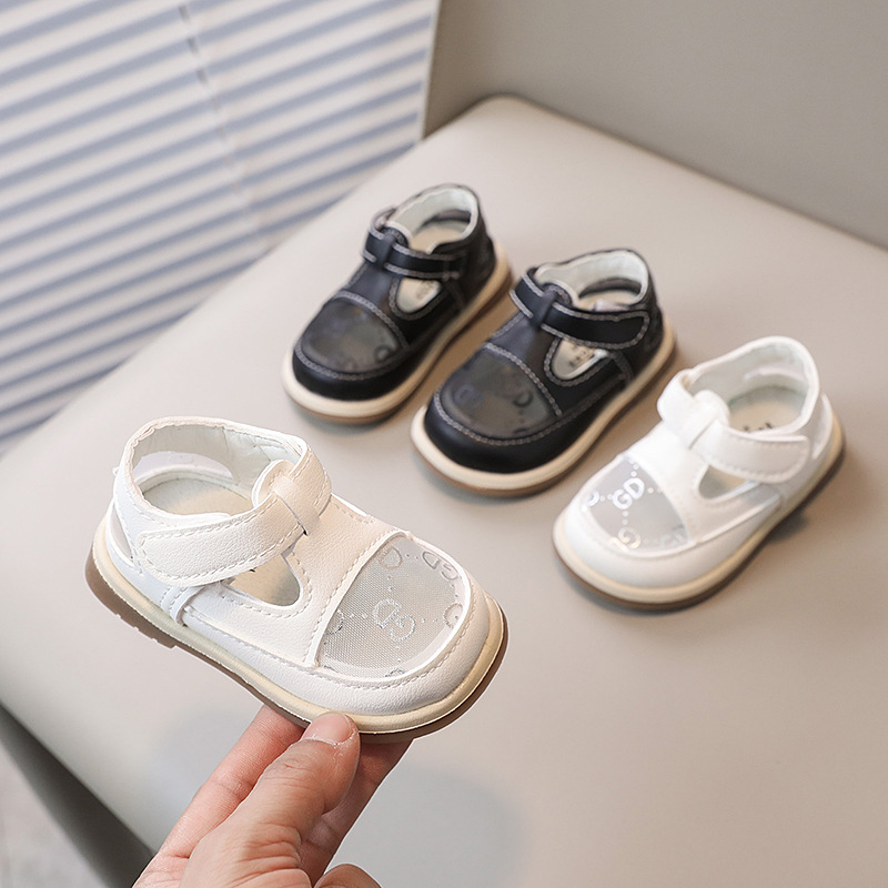 Baby walking summer toe bag breathable mesh small white baby sandals, boys and girls, children's shoes, ages 0-2_voghion.com