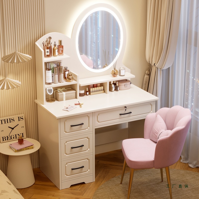 Dressing Table for Bedroom, Simple Modern 2026 New Model, Makeup Table with Mirror, Master Bedroom Vanity Cabinet, Makeup Desk for Rental Use