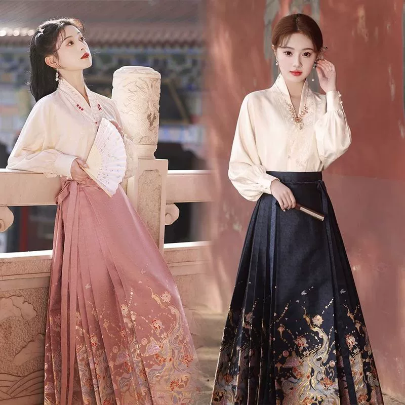 大码女装马面裙套装2024新款春新中式国风日常汉服敬酒服新娘服