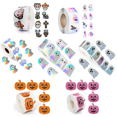 インクリエイティブハロウィンデーレーザーフラッシュ発光明るい色ステッカーギフトギフト装飾 diy 防水ラベル