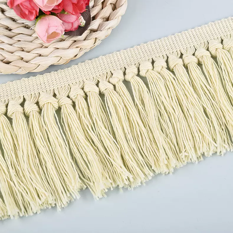 米色棉线流苏扫把花边服装家纺毛手工打结流苏花边辅料桌布花边