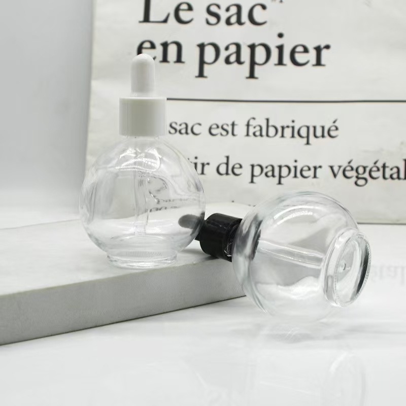 圆形指甲油瓶子空瓶带刷子75ml美甲专用透明玻璃化妆品分装瓶批发