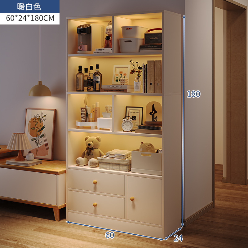 Estante de libro de piso integrado contra la pared almacenamiento y exhibición armario de almacenamiento imitación de madera sólida armario doméstico con puerta de gabinete