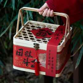 2026新年马年竹篮礼盒包装盒牛轧糖雪花酥年货饼干礼品盒空盒子