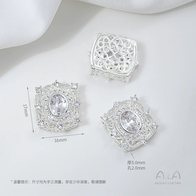 Wholesale 14K Gold-Plated Silver-Plated: Zərgərlik ara hissələri - z448-18-f-type-bright-silver-white-zirconium-1-piece