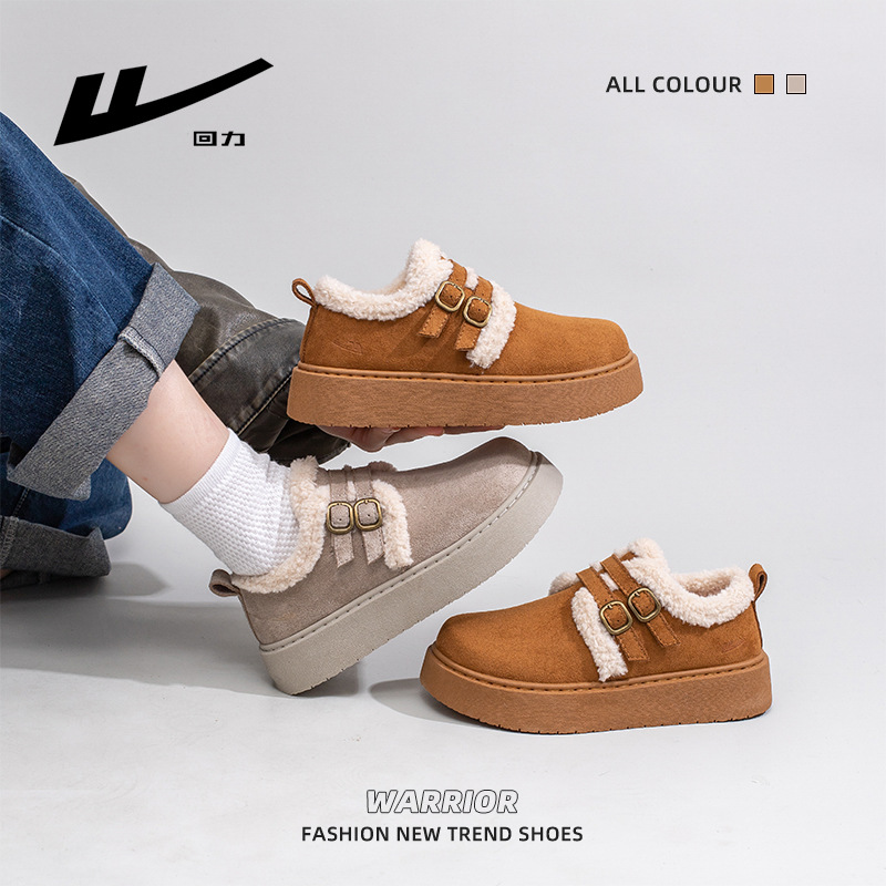 Retro retro nuevo botones de lana Bocken suela gruesa de invierno con zapatos cálidos de mujer cómodos zapatos de algodón coreano al por mayor