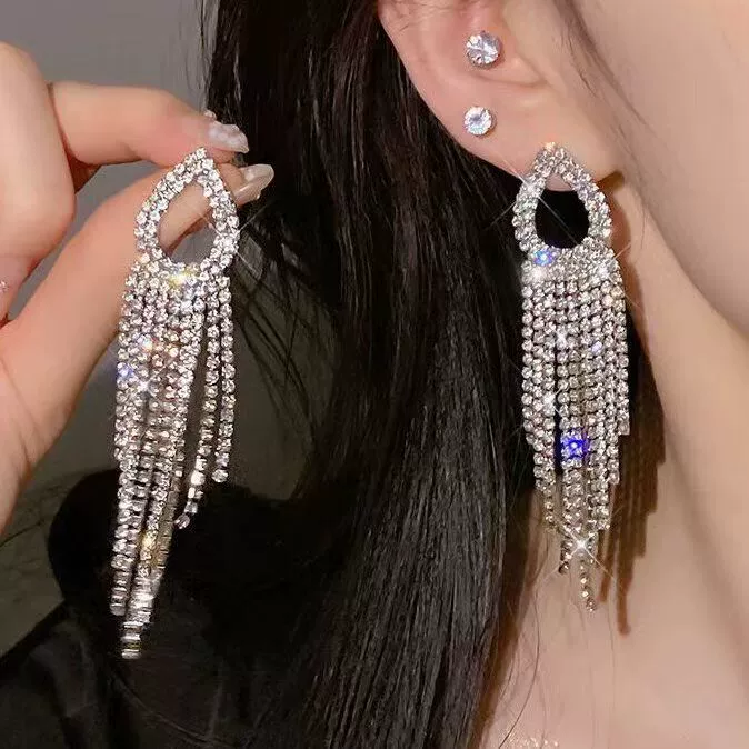 Earrings 925 silver, Korean simple elegant design, long dangling & stud options, lightweight