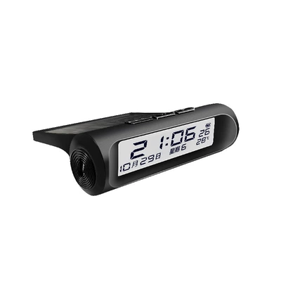 Suitable for Car Electronic Clocks, Car Clocks, Thermometers, Digital Displays, Night Light, Multi-Function Solar Car Clocks (Car thermometer) - solar-clock-black-and-white-screen-chinese-without-alarm-clock-function
