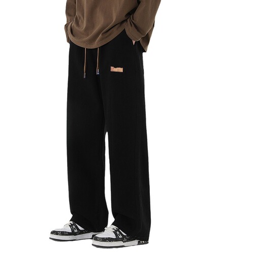 Shan Xiao Clothing Autumn New Drawstring Waist Elastic Jeans Men's Loose Straight Tube Foreign Trade Trendy Casual Trousers 