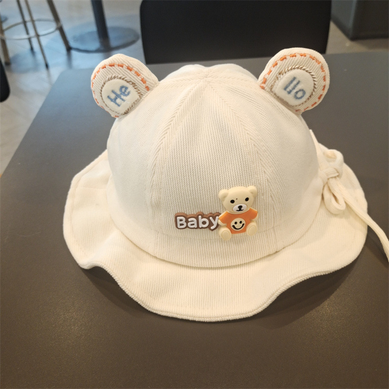 Sombreros de bebé primavera y otoño bebé bebé niño oso de dibujos animados pescador gorro de orejas lindas gorras de algodón