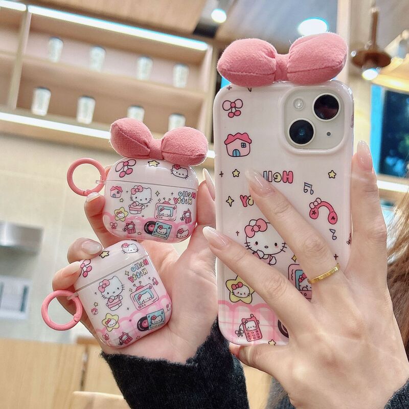 Japanese and Korean Bowknot Cat airpods 4/3 Protective Case Pro2 Apple Wireless Bluetooth 1/2 Generation Earphone Case