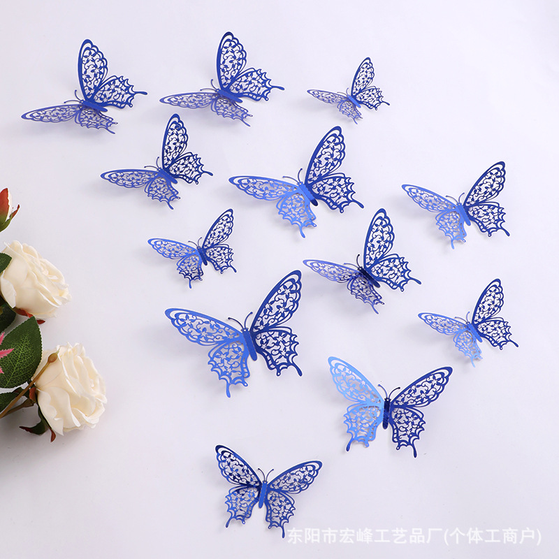 Simulación 3D estereoscópica mariposa pegatinas de pared sala de estar dormitorio decoración de fondo papel pintado decoración del hogar pegatinas creativas al por mayor